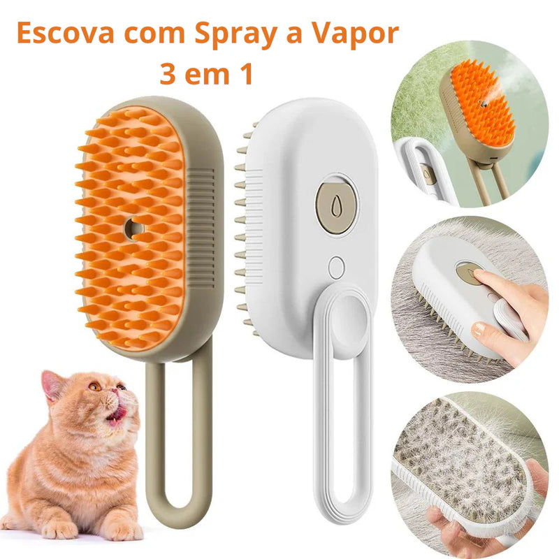 Escova turbo de vapor para gatos com Spray elétrico