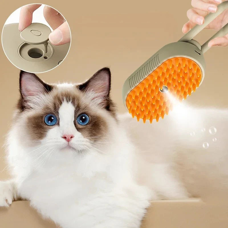 Escova turbo de vapor para gatos com Spray elétrico