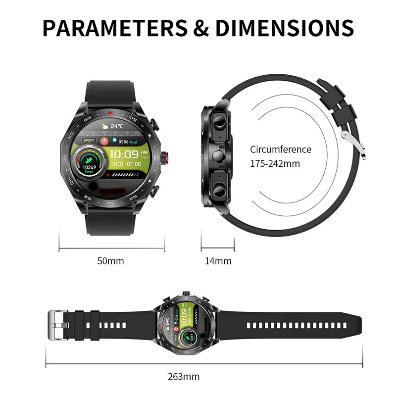 Smartwatch 2 em 1 com Fones Bluetooth HIFI 9D - Monitor de Saúde e Exercícios