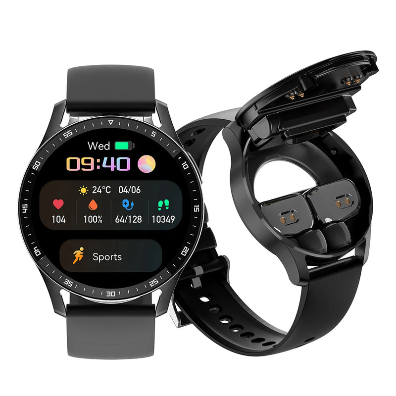 X7 Smart Watch TWS 2 em 1 com Fones de Ouvido Bluetooth - Monitoramento de Saúde, Pressão Arterial, Esporte e Música