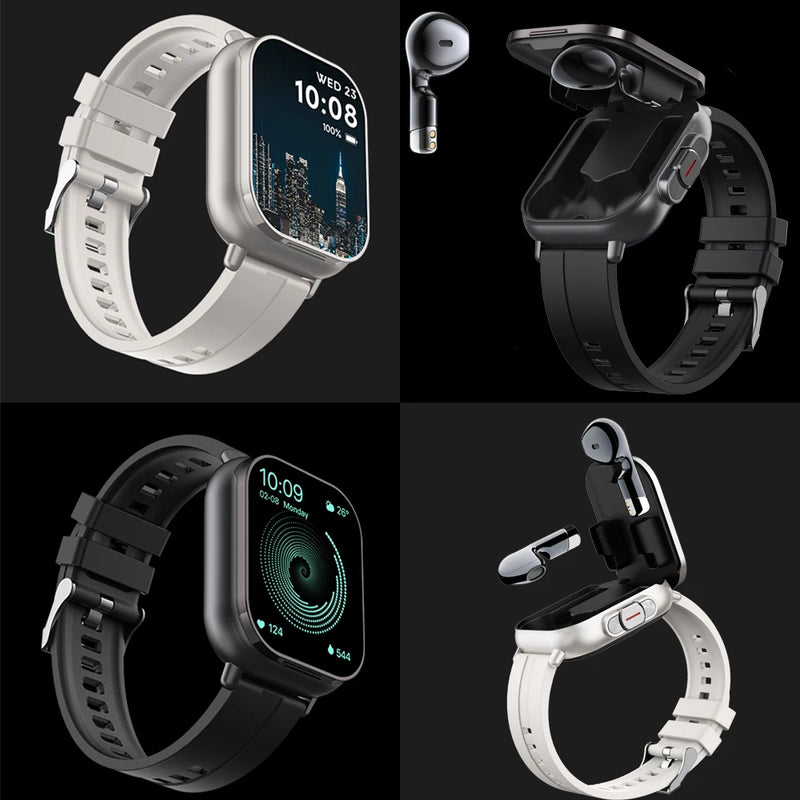 Smartwatch 2 em 1 com Fone TWS, Chamada e Monitor de Saúde