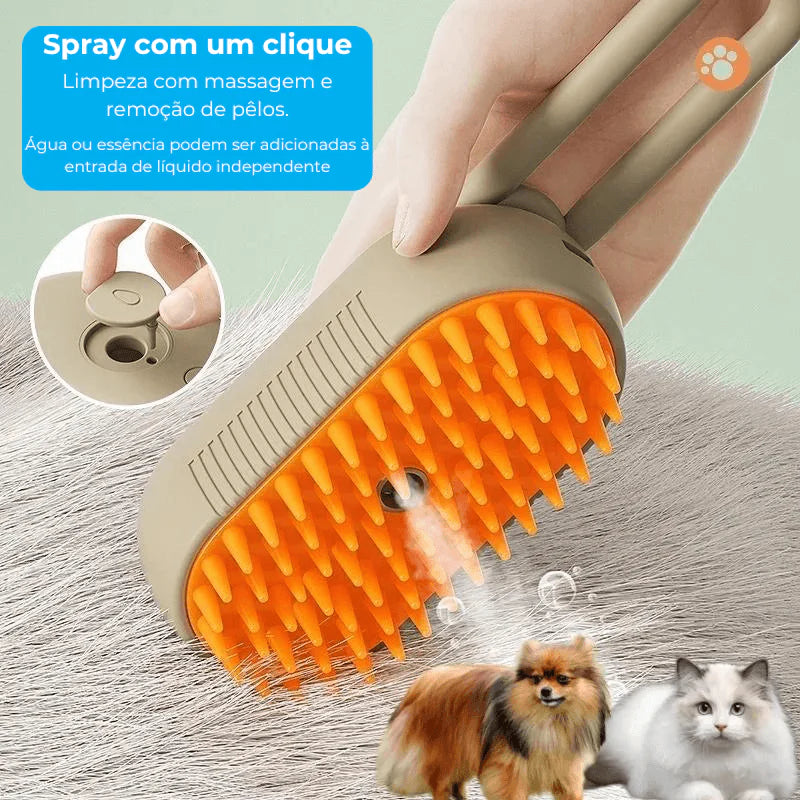 Escova turbo de vapor para gatos com Spray elétrico